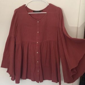 Flutter Sleeve Crimson Shirt